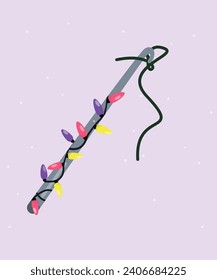 Ilustración de diseño plano con la aguja y las luces de Crochet Hook