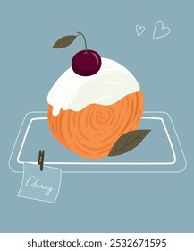 Flat Design Illustration with Croissant Roll at Cherry Taste
