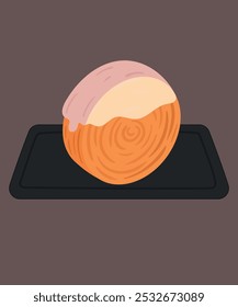 Flache Design-Illustration mit Croissant Roll an Platte