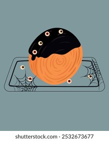 Flat Design Illustration with Croissant Roll at Halloween Taste