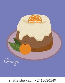 Flat Design Illustration with Cupcake and Cream Vanilla, Orange