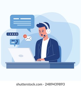 Asistencia al cliente de ilustración de diseño plano