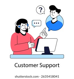 Uma ilustração de design simples do suporte ao cliente