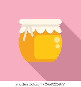 Flat design illustration of a cute honey jar with a pastel pink backdrop