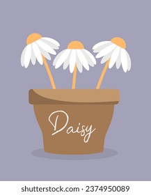  Ilustración de diseño plano con planta de margarita