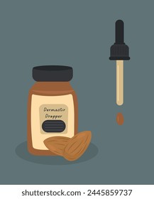 Flat Design Illustration with Dermastic Dropper at Almond