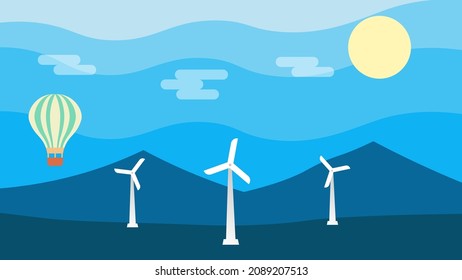 flat design illustration of a desert landscape vector with a beautiful sky, very suitable for display in the bedroom, living room, or for book covers, can also be used for web backgrounds
