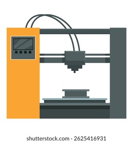 Flat design illustration of a desktop 3d printer, ideal for technology and manufacturing themes