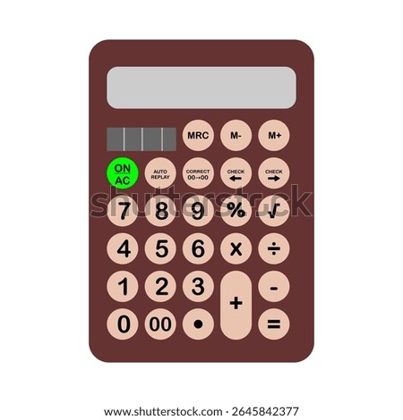 Flat design illustration of a digital calculator, ideal for conveying precision, data analysis, or financial planning in various professional or academic contexts