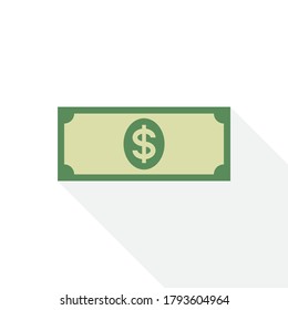 Flat design illustration of dollar banknote. Business and finance concept. 