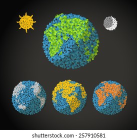 Flat design illustration of the Earth. Illustration with abstract gradient polygonal pieces