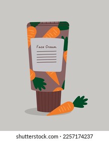  Flat Design Illustration Face Cream a Carrot Tube Pattern