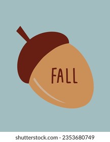 Flat Design  Illustration with  Fall Acorn