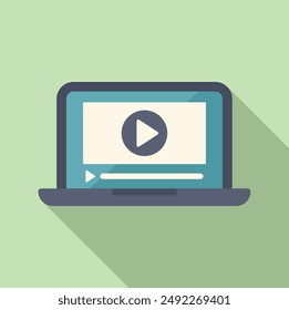 Flat design illustration featuring a laptop with a prominent play button, symbolizing online video content