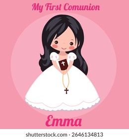 Flat design illustration of a first communion girl