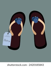 Flat Design Illustration with Flip Flops at Blueberry, Sale Tag	