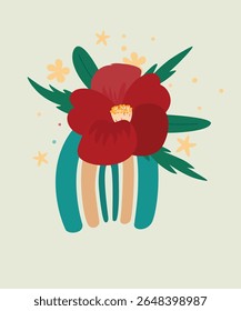 Ilustración de diseño plano con flor y arco iris
