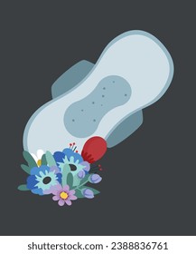  Ilustración de diseño plano con flores y almohadilla