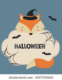 Flache Design-Illustration mit Fuchs an Banner Halloween