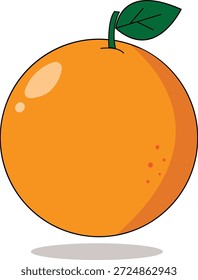Ilustración de diseño plano de fruta naranja fresca con una hoja verde