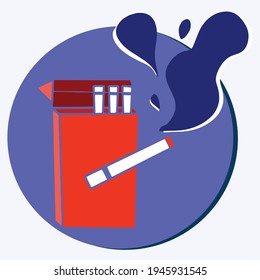 Icono de color completo de la ilustración de diseño plano: ilustración de cigarrillo en llamas