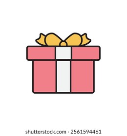 Flat design illustration of a gift box with a yellow ribbon