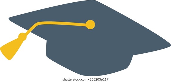 A flat design illustration of a graduation hat symbolizing academic achievement, success, and education in a colorful, minimalistic style.