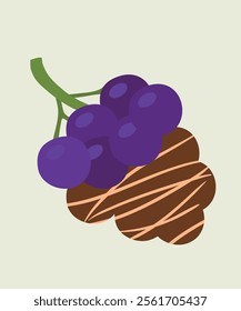 Flat Design Illustration with Grape and Chocolate Taste