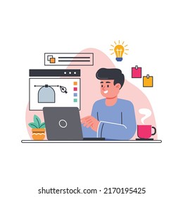 Flat design illustration of graphic designer