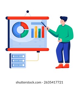 A flat design illustration of graphical presentation