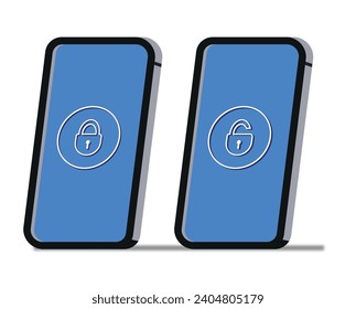 flat design illustration grey phone locking privacy cyber data account online vector