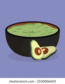 Flat Design Illustration at Guacamole Avocado