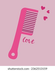  Flat Design Illustration with Hairbrush and Love