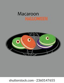Flat Design Illustration with Halloween Macaroon