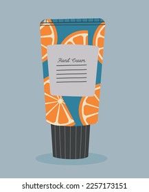 Flat Design Illustration Hand Cream a Orange Tube Pattern