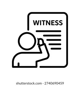 Flat design illustration of a hand examining a witness statement document with a magnifying glass, ideal for legal, investigation, and evidence concepts.