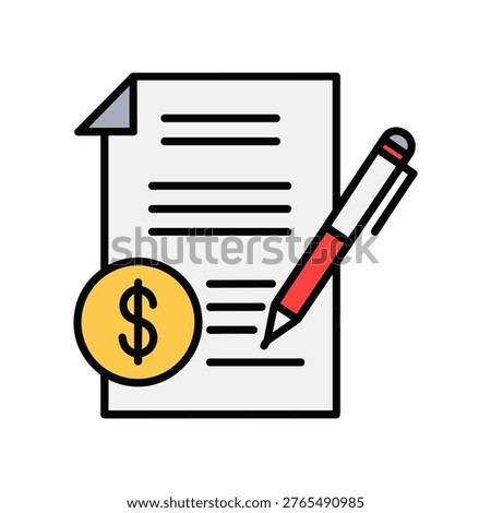 Flat design illustration of a hand marking a dollar sign on a checklist, symbolizing financial planning, budgeting, and business success. Ideal for finance, accounting, marketing, and educational materials.