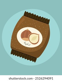 Ilustração de design plano com pacote de avelã