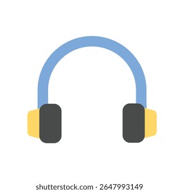 Flat design illustration of headphones in modern minimal style.