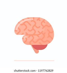 Flat design illustration of healthy human brain isolated on white