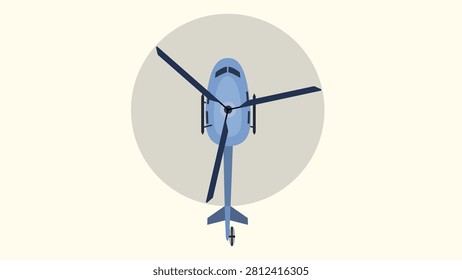 flat design illustration, helicopter seen from above