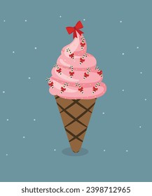 Flat Design Illustration with Ice Cream and Candy Can ,Ribbon