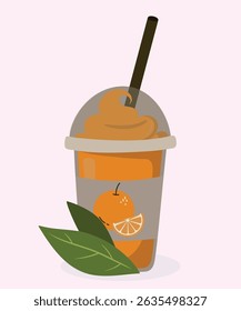 Ilustração de Design Plano com Milkshake de Sorvete no Gosto Laranja