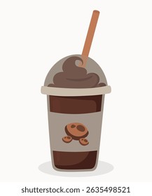  Ilustração de design plano com sorvete de leite no sabor de chocolate