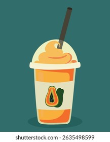 Ilustração de Design Plano com Milkshake de Sorvete no Pappaya Taste