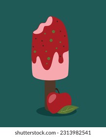 Flat Design Illustration with Ice Lolly Apple