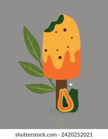 Flat Design Illustration with Ice Lolly Papaya