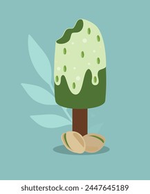  Ilustración de diseño plano con Ice Lolly en Pistacho