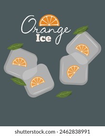 Flache Design-Illustration mit Eis und Orange