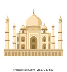 Flat design illustration of the iconic Taj Mahal building